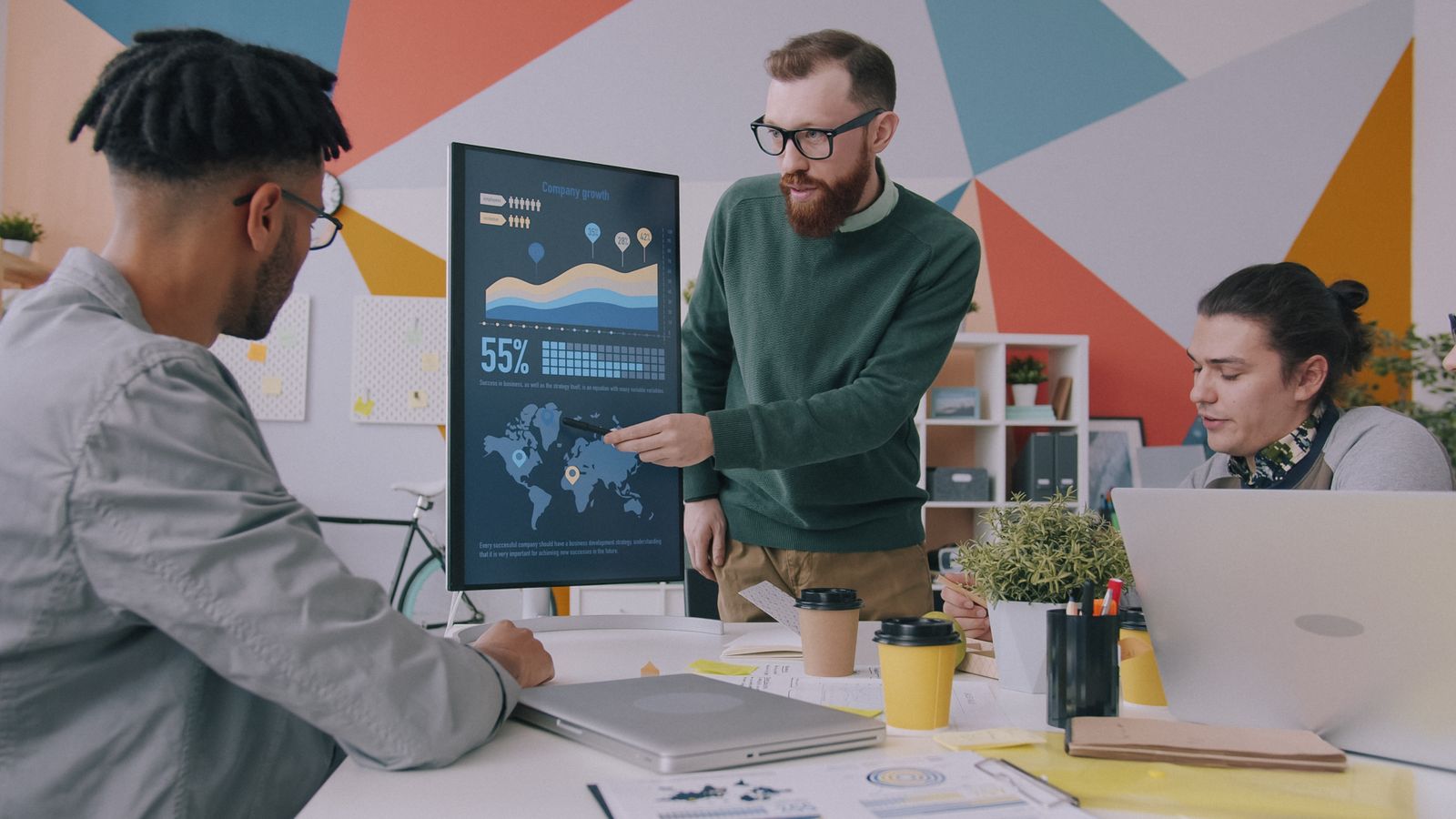 A team meeting in a creative office